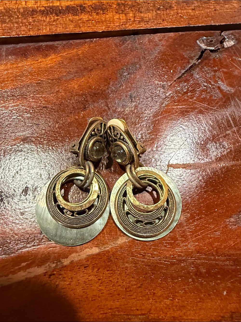Vintage-Inspired Gold-Tone Hoop Drop Earrings - Boho Chic